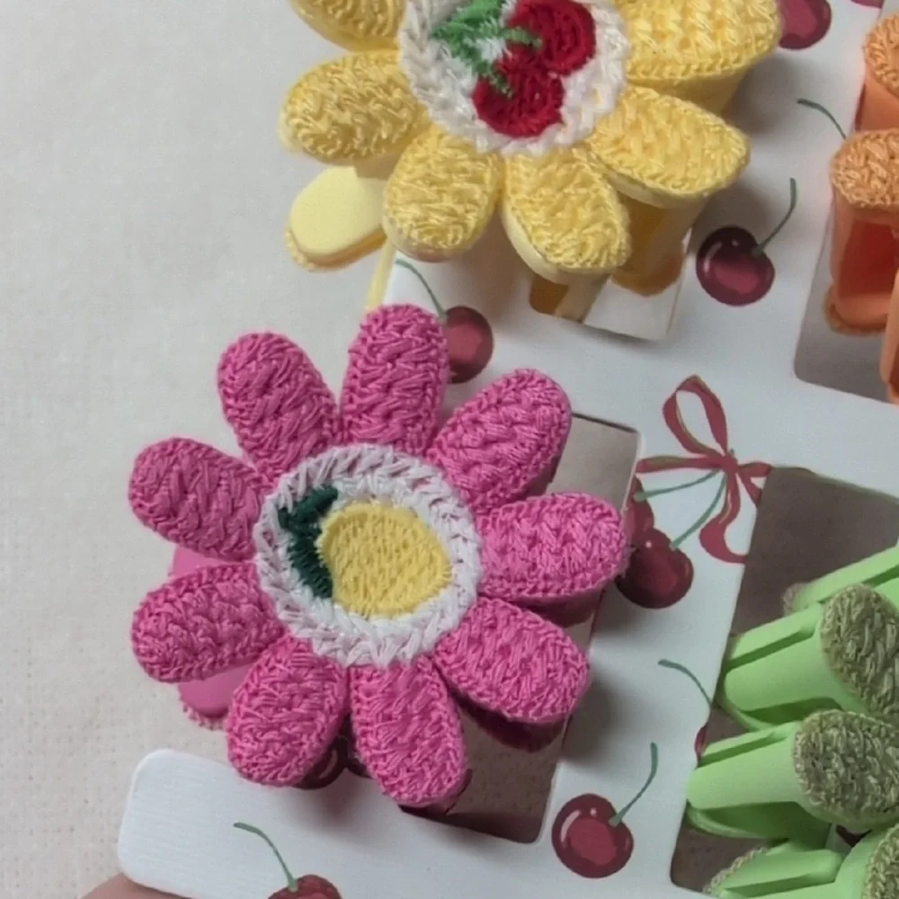 NWT Piper K Embroidered Fruit Hair Claw Clips